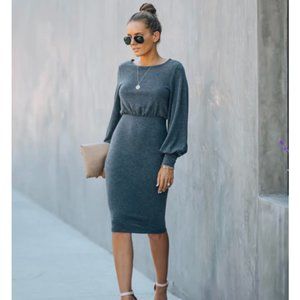 Vici Work From Home Charcoal Knit Dress - NWT
